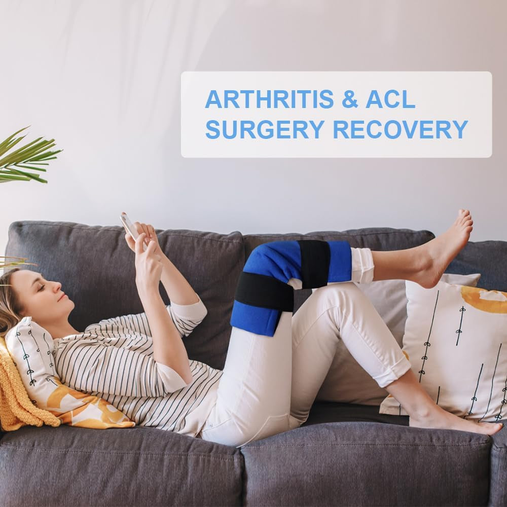 Large Reusable Gel Ice Pack Wrap for Injuries, Swelling, Bruises, Hip, Knee Replacement Surgery, Back, Shoulder, 11" X 14" Blue